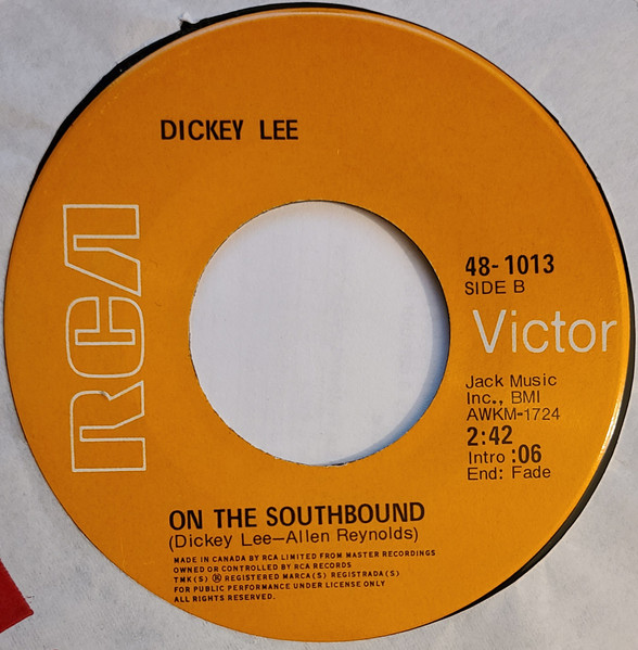 Dickey Lee - Never Ending Song Of Love / On The Southbound (7", Single) (Near Mint (NM or M-)) - Image 2