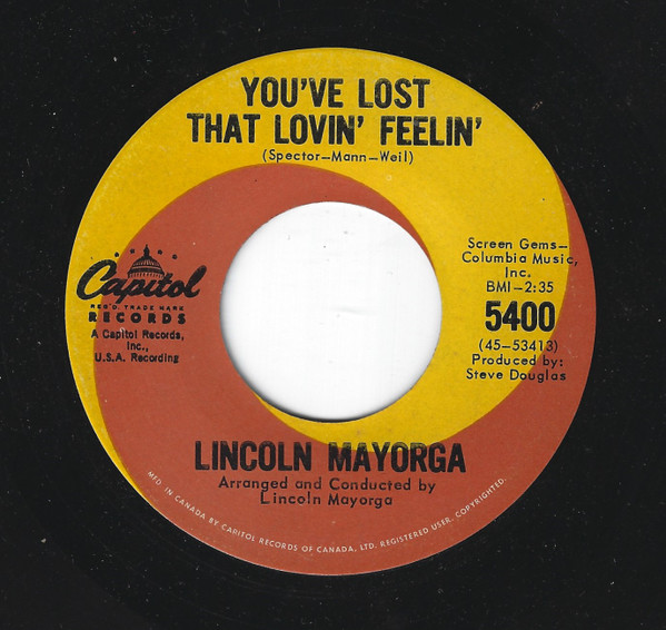 Lincoln Mayorga - Theme From Lord Jim / You've Lost That Lovin' Feelin' (7", Single) (Very Good Plus (VG+)) - Image 2
