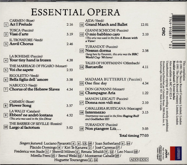 Various - Essential Opera (CD, Comp, Club, RE) (Near Mint (NM or M-)) - Image 3
