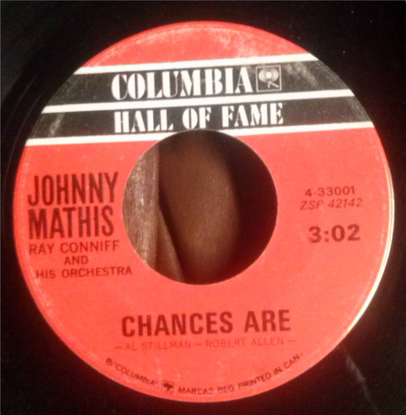 Johnny Mathis With Ray Conniff & His Orchestra - It's Not For Me To Say / Chances Are (7") (Near Mint (NM or M-)) - Image 2