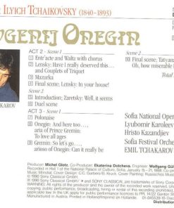 Alternative view of Pyotr Ilyich Tchaikovsky, Yuri Mazurok, Anna Tomowa-Sintow, Nicolai Gedda, Nicola Ghiuselev, Sofia National Opera Chorus, Sofia Festival Orchestra, Emil Tchakarov - Eugene Onegin (2xCD) (Near Mint (NM or M-))