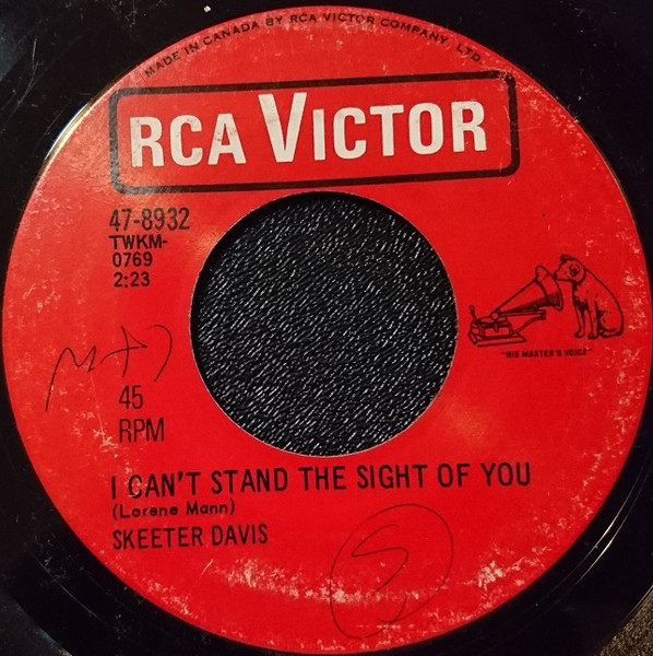 Skeeter Davis - Goin' Down The Road (Feelin' Bad) / I Can't Stand The Sight Of You (7", Single) (Very Good (VG)) - Image 2