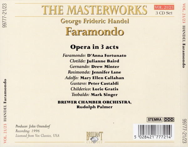 Georg Friedrich Händel - Faramondo (3xCD, Album, RE) (Near Mint (NM or M-)) - Image 2