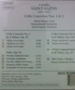 Alternative view of Camille Saint-Saëns, Maria Kliegel, Bournemouth Sinfonietta, Jean-François Monnard - Cello Concertos Nos. 1 And 2 • Suite, Op. 16 • Allegro Appassionato • The Swan (CD, Album) (Near Mint (NM or M-))