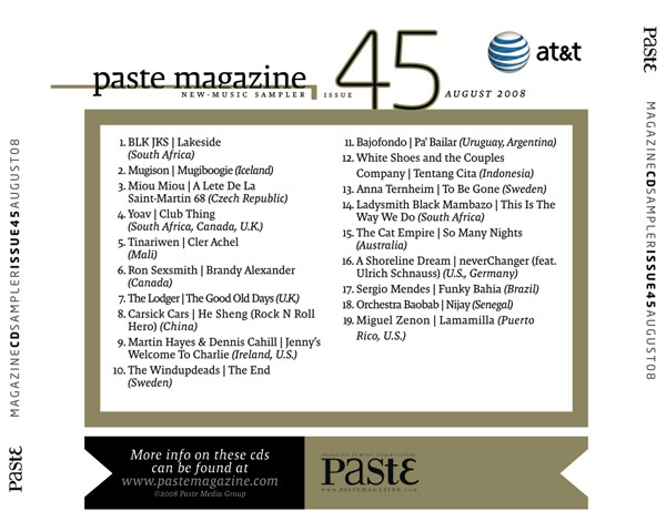 Various - Paste Magazine New - Music Sampler August 2008 Issue 45 (CD, Comp) (Near Mint (NM or M-)) - Image 2