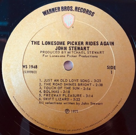 John Stewart (2) - The Lonesome Picker Rides Again (LP, Album, Pit) (Mint (M)) - Image 2