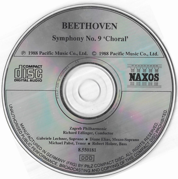 Ludwig van Beethoven, Zagrebačka Filharmonija, Richard Edlinger - Symphony No. 9 'Choral' (CD) (Near Mint (NM or M-)) - Image 4