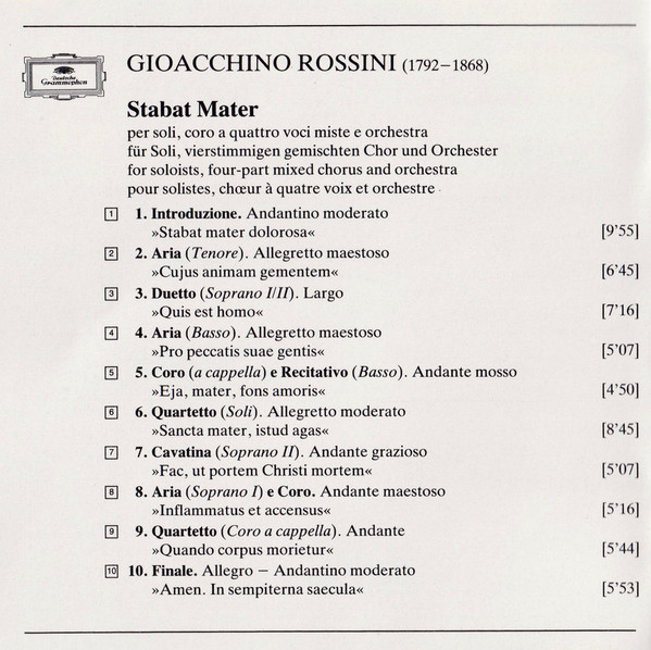 Gioacchino Rossini - Katia Ricciarelli • Lucia Valentini Terrani • Dalmacio Gonzalez • Ruggero Raimondi, Philharmonia Orchestra & Philharmonia Chorus, Carlo Maria Giulini - Stabat Mater (CD) (Near Mint (NM or M-)) - Image 4