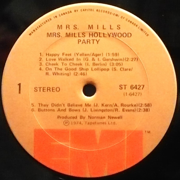 Mrs. Mills - Hollywood Party (LP, Album) (Mint (M)) - Image 3