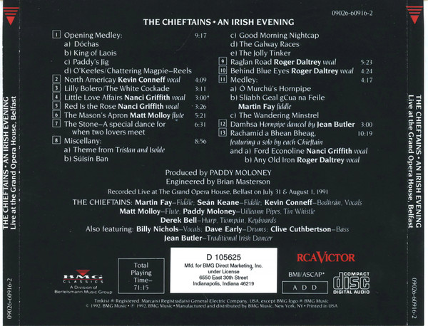 The Chieftains - An Irish Evening (CD, Album, Club) (Near Mint (NM or M-)) - Image 2