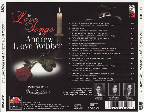 Orlando Pops Orchestra - The Love Songs of Andrew Lloyd Webber (CD, Album, Comp, M/Print) (Near Mint (NM or M-)) - Image 2