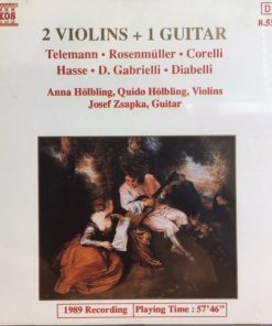 Georg Philipp Telemann, Johann Rosenmüller, Arcangelo Corelli, Johann Adolf Hasse, Domenico Gabrielli, Anton Diabelli - Anna Hölblingová, Quido Hölbling, Jozef Zsapka, Ján Slávik - 2 Violins + 1 Guitar (CD, Album) (Near Mint (NM or M-))