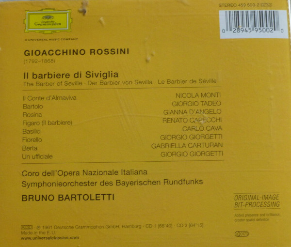 Gioacchino Rossini - Renato Capecchi · Gianna D'Angelo · Nicola Monti · Giorgio Tadeo · Carlo Cava · Symphonie-Orchester Des Bayerischen Rundfunks · Bruno Bartoletti - Il Barbiere Di Siviglia (2xCD, Album, RE, RM) (Near Mint (NM or M-)) - Image 2
