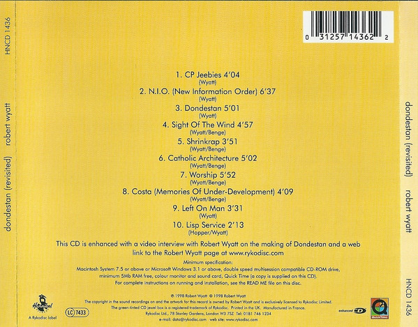 Robert Wyatt - Dondestan (Revisited) (CD, Album, Enh, RE, RM) (Near Mint (NM or M-)) - Image 2