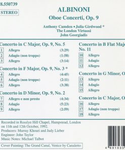 Alternative view of Tomaso Albinoni - Anthony Camden, The London Virtuosi, John Georgiadis - Oboe Concerti Op. 9, Nos. 2, 3, 5, 8, 9 & 11 (CD, Album) (Near Mint (NM or M-))