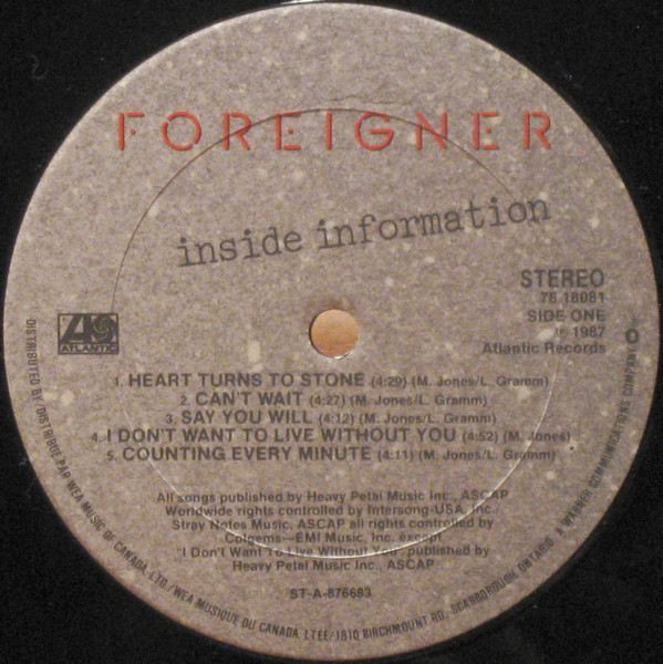Foreigner - Inside Information (LP, Album, Gat) (Mint (M)) - Image 2