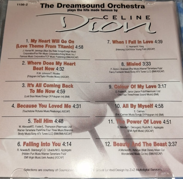The Dreamsound Orchestra - The Dreamsound Orchestra Plays The Hits Made Famous By Celine Dion (CD, Album) (Near Mint (NM or M-)) - Image 3