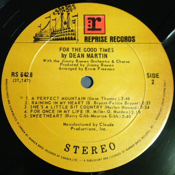 Dean Martin - For The Good Times (LP, Album) (Mint (M)) - Image 4