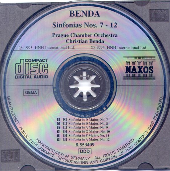 Georg Anton Benda - Prague Chamber Orchestra, Christian Benda - Sinfonias Nos. 7 - 12 (CD, Album) (Near Mint (NM or M-)) - Image 3