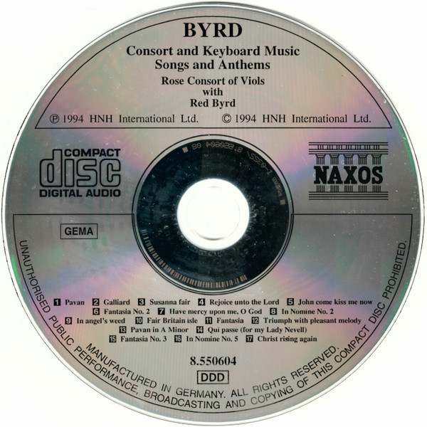 William Byrd – Rose Consort Of Viols With Red Byrd - Consort And Keyboard Music, Songs And Anthems (CD, Album, RP) (Near Mint (NM or M-)) - Image 3