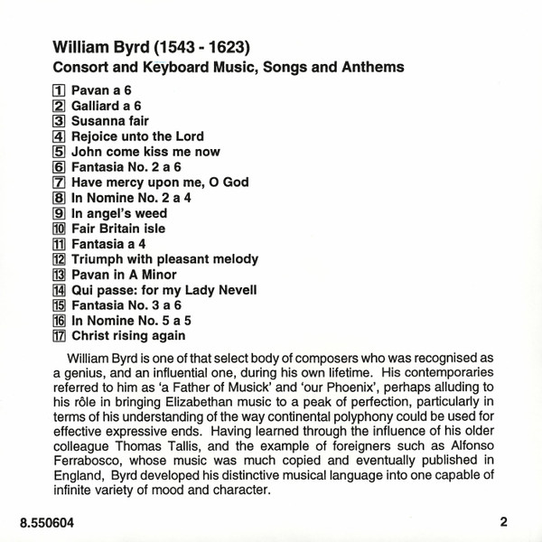 William Byrd – Rose Consort Of Viols With Red Byrd - Consort And Keyboard Music, Songs And Anthems (CD, Album, RP) (Near Mint (NM or M-)) - Image 5