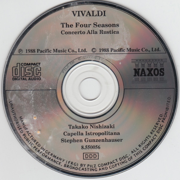 Antonio Vivaldi, Takako Nishizaki, Capella Istropolitana, Stephen Gunzenhauser - The Four Seasons, Concerto Alla Rustica In G, RV 151 (CD, Album) (Near Mint (NM or M-)) - Image 3