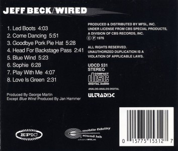 Jeff Beck - Wired (CD, Album) (Near Mint (NM or M-)) - Image 2