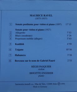 Alternative view of Maurice Ravel - Brigitte Engerer, Régis Pasquier - Works For Violin And Piano (CD, Album) (Near Mint (NM or M-))