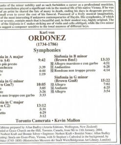 Alternative view of Karl Von Ordonez – Toronto Chamber Orchestra, Kevin Mallon - Symphonies (CD) (Near Mint (NM or M-))