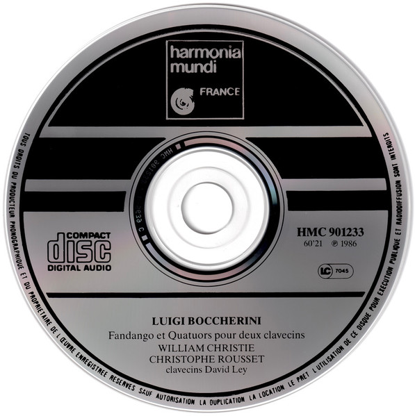 Luigi Boccherini, William Christie, Christophe Rousset - Quatour Pour Deux Clavecins / Fandango (CD, Album) (Near Mint (NM or M-)) - Image 3