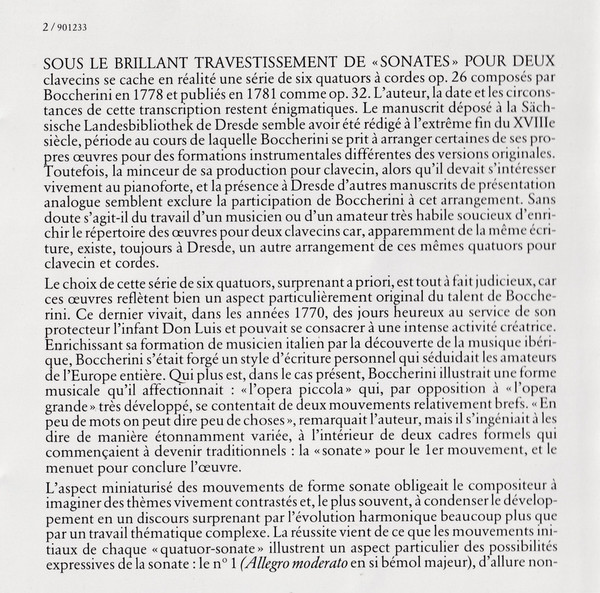 Luigi Boccherini, William Christie, Christophe Rousset - Quatour Pour Deux Clavecins / Fandango (CD, Album) (Near Mint (NM or M-)) - Image 4