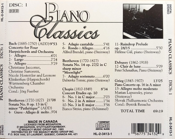 Various - Piano Classics - Classical Masterpieces (3xCD, Album) (Near Mint (NM or M-)) - Image 2