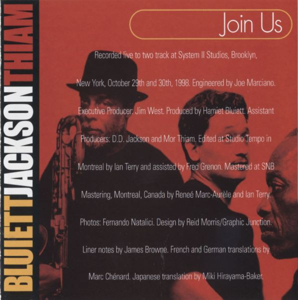 Hamiet Bluiett / D.D. Jackson / Mor Thiam - Join Us (CD, Album) (Near Mint (NM or M-)) - Image 3