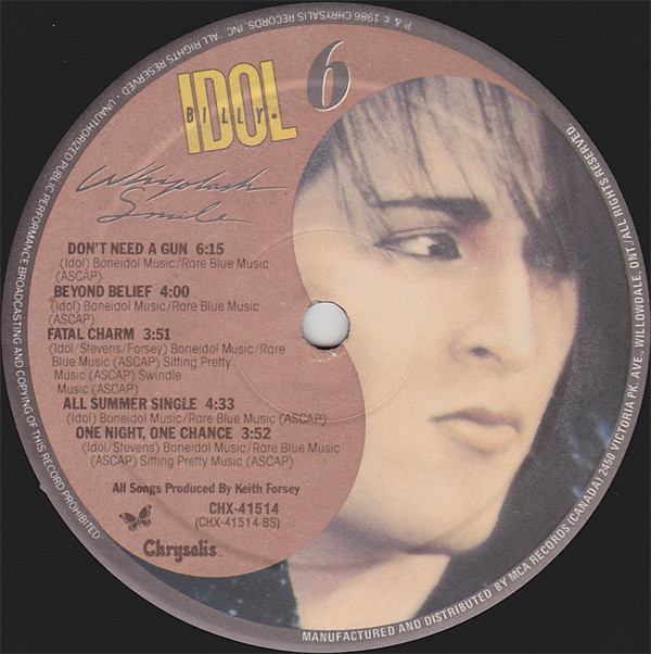 Billy Idol - Whiplash Smile (LP, Album) (Mint (M)) - Image 4
