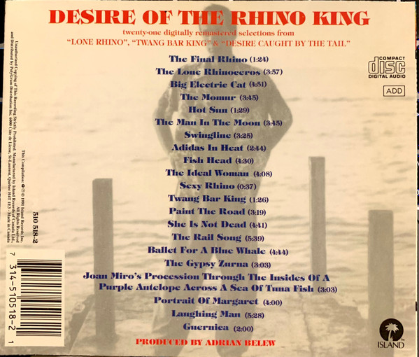 Adrian Belew - Desire Of The Rhino King (CD, Comp) (Near Mint (NM or M-)) - Image 2