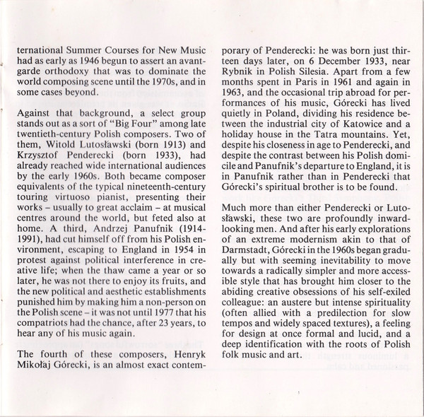 Henryk Górecki, Joanna Kozłowska, Orkiestra Symfoniczna Filharmonii Narodowej, Kazimierz Kord - Symphony No. 3 (CD) (Near Mint (NM or M-)) - Image 5