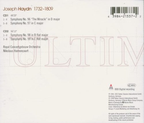 Joseph Haydn, Concertgebouworkest, Nikolaus Harnoncourt - Haydn / Symphonies Nos. 96-99 (2xCD) (Near Mint (NM or M-)) - Image 2