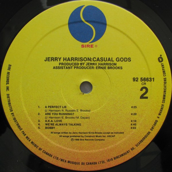 Jerry Harrison: Casual Gods - Casual Gods (LP, Album) (Mint (M)) - Image 4