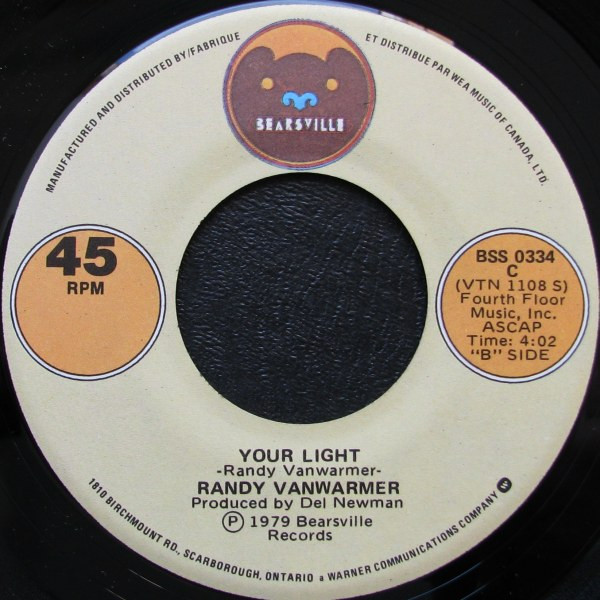 Randy Vanwarmer - Just When I Needed You Most / Your Light (7", Single) (Near Mint (NM or M-)) - Image 2