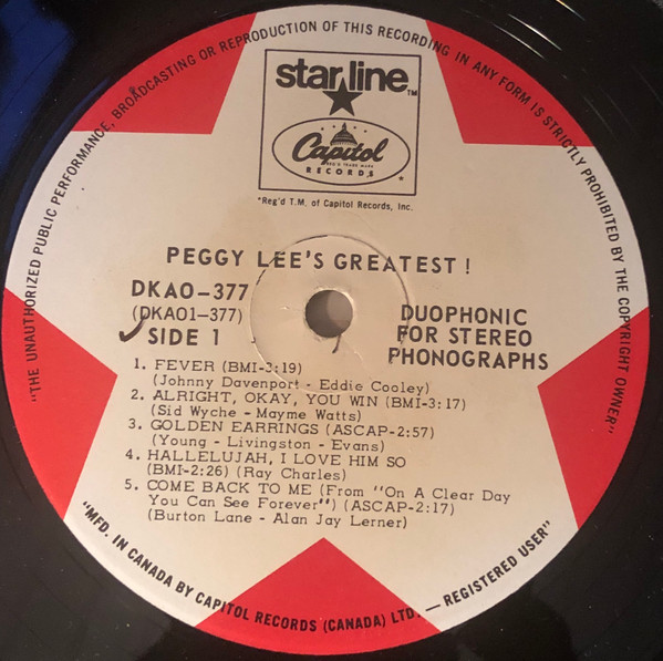 Peggy Lee - Peggy Lee's Greatest! (LP, Comp, Duo) (Mint (M)) - Image 3