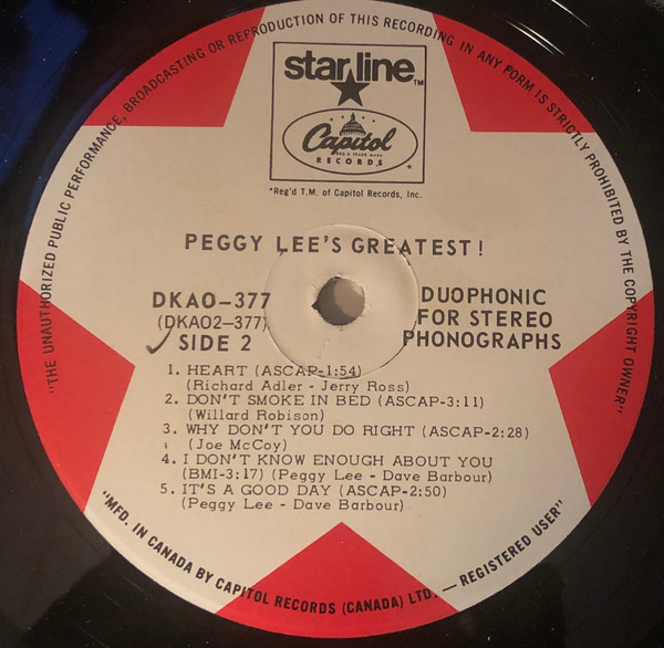 Peggy Lee - Peggy Lee's Greatest! (LP, Comp, Duo) (Mint (M)) - Image 4