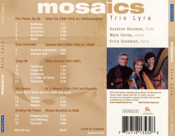 Trio Lyra - Mosaics (CD, Album) (Near Mint (NM or M-)) - Image 2