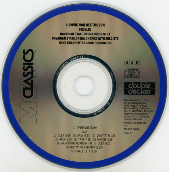 Ludwig van Beethoven - Hans Knappertsbusch, Bayerisches Staatsorchester, Sena Jurinac, Jan Peerce - Fidelio | Complete / Gesamtaufnahme (2xCD, Album, Mono, RE, RM) (Near Mint (NM or M-)) - Image 4