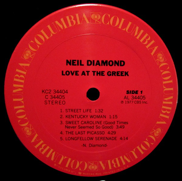 Neil Diamond - Love At The Greek: Recorded Live At The Greek Theatre (2xLP, Album, Gat) (Mint (M)) - Image 4