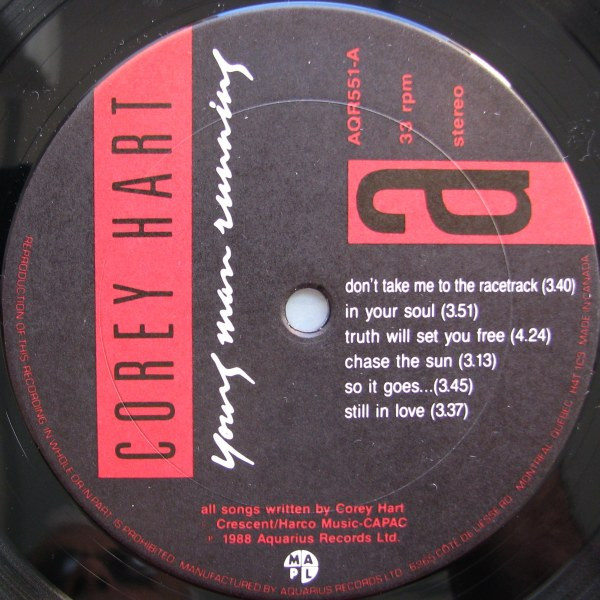 Corey Hart - Young Man Running (LP, Album) (Mint (M)) - Image 3