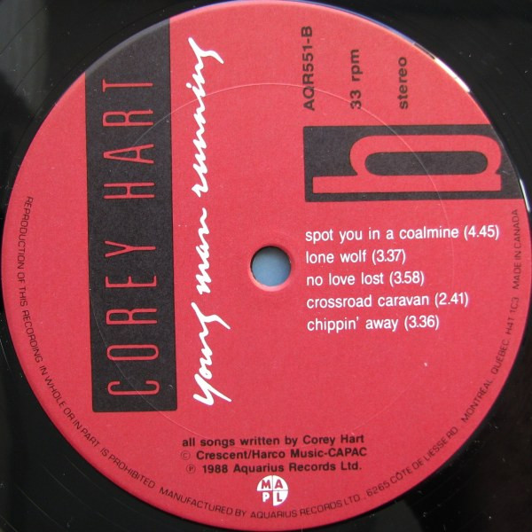 Corey Hart - Young Man Running (LP, Album) (Mint (M)) - Image 4
