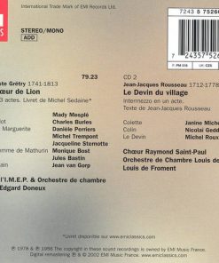 André-Modeste Gretry - Mady Mesplé, Charles Burles, Michel Trempont, Orchestre De Chambre RTBF/BRT, Edgar Doneux / Jean-Jacques Rousseau - Janine Micheau, Nicolai Gedda, Michel Roux, Orchestre De Chambre Louis De Froment, Louis De Froment - Richard Cœur De Lion / Le Devin Du Village (2xCD, Comp, Mono, RM) (Near Mint (NM or M-)) - Image 3