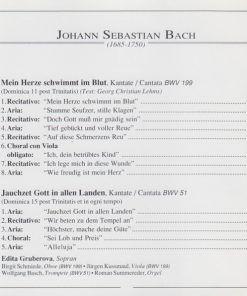 Alternative view of Johann Sebastian Bach, Edita Gruberova, Deutsche Bachsolisten, Helmut Winschermann - Kantaten = Cantatas BWV 199 & 51 / Flötenkonzerte = Flute Concertos (CD) (Near Mint (NM or M-))