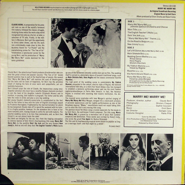 Emil Stern - Marry Me! Marry Me! (Original Soundtrack Recording) (LP) (Mint (M)) - Image 2