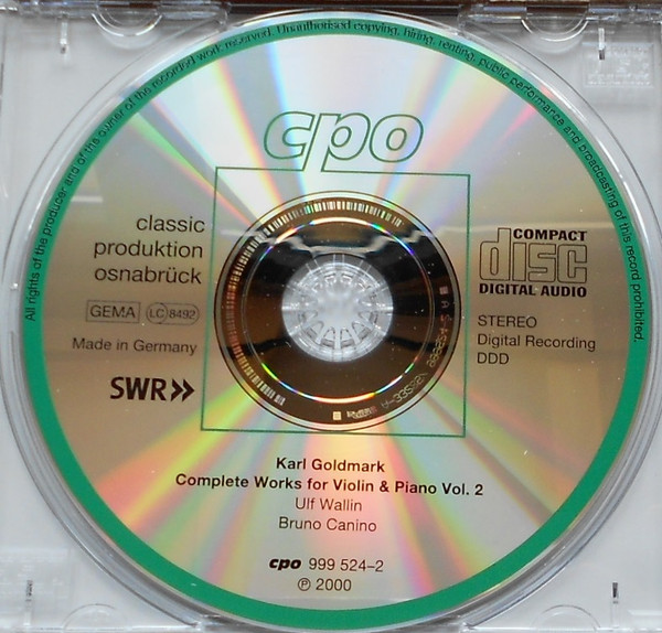 Karl Goldmark - Ulf Wallin · Bruno Canino - Complete Works For Violin & Piano 2 (CD, Album) (Near Mint (NM or M-)) - Image 3